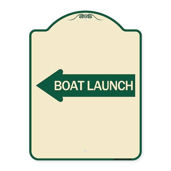 Boat Launch With Left Arrow Heavy-Gauge Aluminum Architectural Sign, 24" x 18", TG-1824-24406